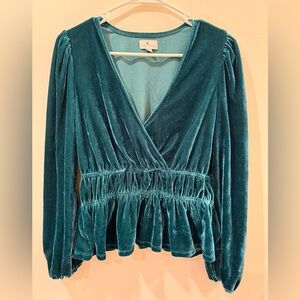 True Craft Blue Wrap Ruched Blouse